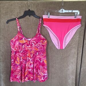 Swim Solutions Paisley Pink and Orange Women's Bikini Set